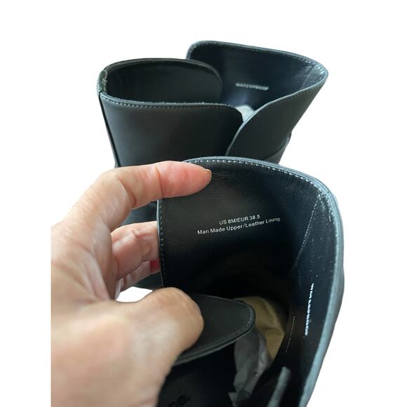 Vince Kaelyn Leather Ankle Boots Waterproof Pull On Buckle Strap Black Size 8M - Picture 14 of 16